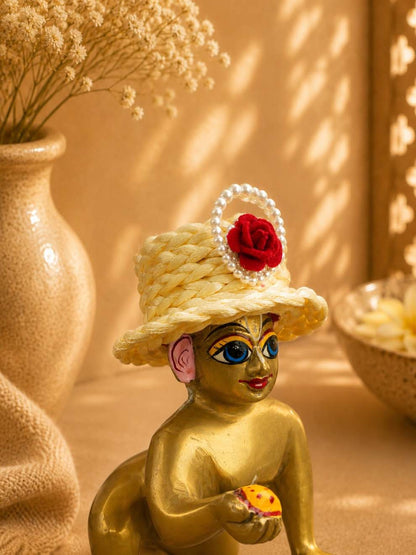 Mukutika cap cr Laddu Gopal Dresses Online in India Winter Dress for Poshak Thakurji Kanha Ji Accessories Dhoti Kurta Set Pajama Aasan Janmashtami Special Summer Shringar Fancy Jacket Premium Festival Bistar Combo om poshak kanha thakurji bal lala lalla ladoo