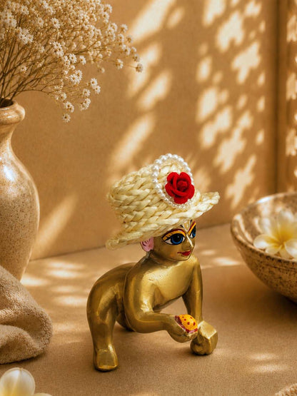 Mukutika cap cr Laddu Gopal Dresses Online in India Winter Dress for Poshak Thakurji Kanha Ji Accessories Dhoti Kurta Set Pajama Aasan Janmashtami Special Summer Shringar Fancy Jacket Premium Festival Bistar Combo om poshak kanha thakurji bal lala lalla ladoo