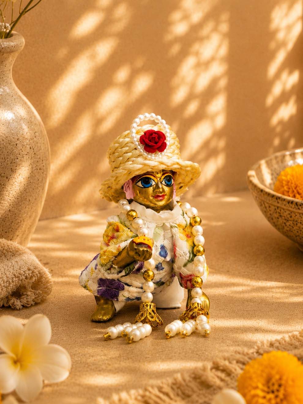 Mukutika cap cr Laddu Gopal Dresses Online in India Winter Dress for Poshak Thakurji Kanha Ji Accessories Dhoti Kurta Set Pajama Aasan Janmashtami Special Summer Shringar Fancy Jacket Premium Festival Bistar Combo om poshak kanha thakurji bal lala lalla ladoo