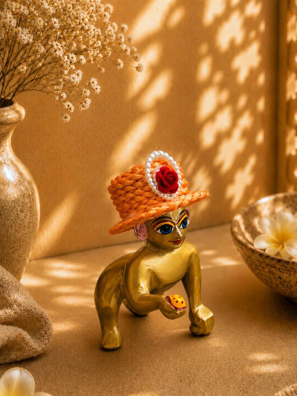 Mukutika cap o Laddu Gopal Dresses Online in India Winter Dress for Poshak Thakurji Kanha Ji Accessories Dhoti Kurta Set Pajama Aasan Janmashtami Special Summer Shringar Fancy Jacket Premium Festival Bistar Combo om poshak kanha thakurji bal lala lalla ladoo