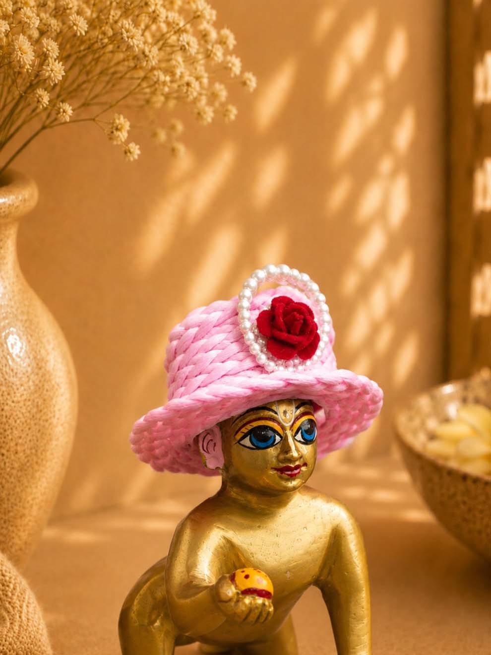 Mukutika cap p Laddu Gopal Dresses Online in India Winter Dress for Poshak Thakurji Kanha Ji Accessories Dhoti Kurta Set Pajama Aasan Janmashtami Special Summer Shringar Fancy Jacket Premium Festival Bistar Combo om poshak kanha thakurji bal lala lalla ladoo