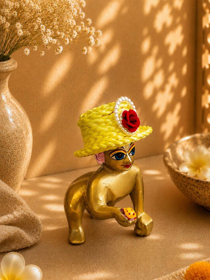 Mukutika cap y Laddu Gopal Dresses Online in India Winter Dress for Poshak Thakurji Kanha Ji Accessories Dhoti Kurta Set Pajama Aasan Janmashtami Special Summer Shringar Fancy Jacket Premium Festival Bistar Combo om poshak kanha thakurji bal lala lalla ladoo