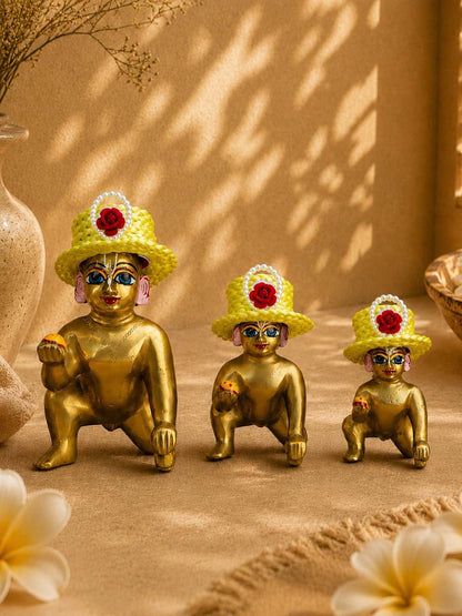 Mukutika cap y Laddu Gopal Dresses Online in India Winter Dress for Poshak Thakurji Kanha Ji Accessories Dhoti Kurta Set Pajama Aasan Janmashtami Special Summer Shringar Fancy Jacket Premium Festival Bistar Combo om poshak kanha thakurji bal lala lalla ladoo
