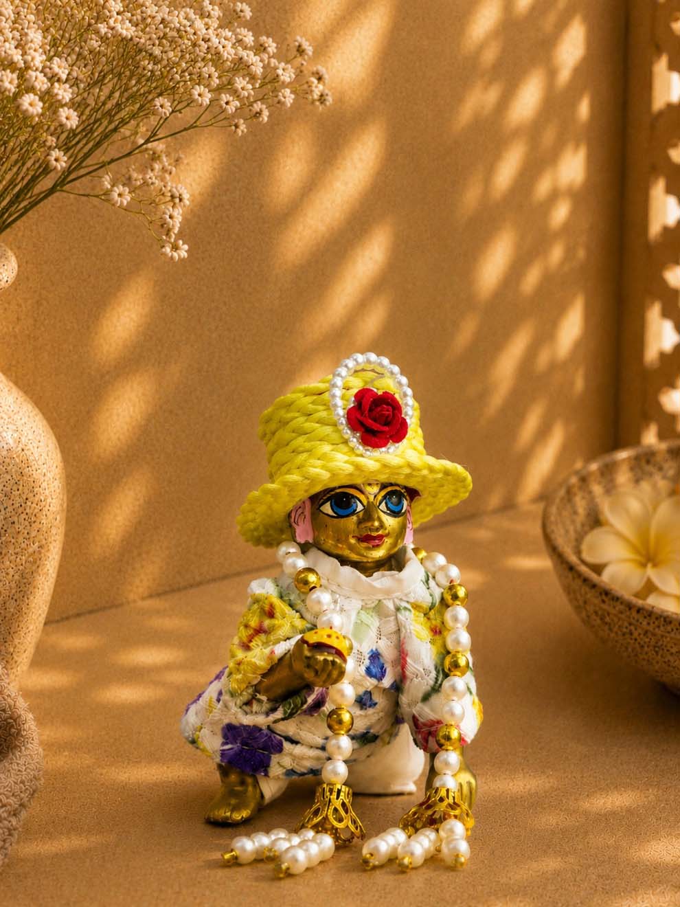 Mukutika cap y Laddu Gopal Dresses Online in India Winter Dress for Poshak Thakurji Kanha Ji Accessories Dhoti Kurta Set Pajama Aasan Janmashtami Special Summer Shringar Fancy Jacket Premium Festival Bistar Combo om poshak kanha thakurji bal lala lalla ladoo