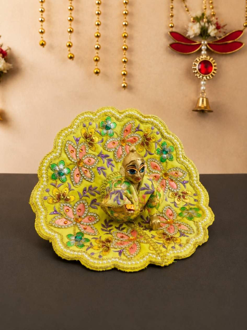 Phollika Fancy Y Laddu Gopal Dresses Online in India Winter Dress for Poshak Thakurji Kanha Ji Accessories Dhoti Kurta Set Pajama Aasan Janmashtami Special Summer Shringar Fancy Jacket Premium Festival Bistar Combo om poshak kanha thakurji bal lala lalla ladoo