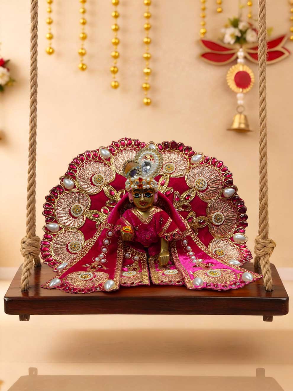 Rajsi velvet Pink wedding winter sherwani Diwali Janmashtami dress ladoo dresses laddu gopal dress thakurji kanha ji bal om poshak mathura online best mandir wholesaler manufacturer