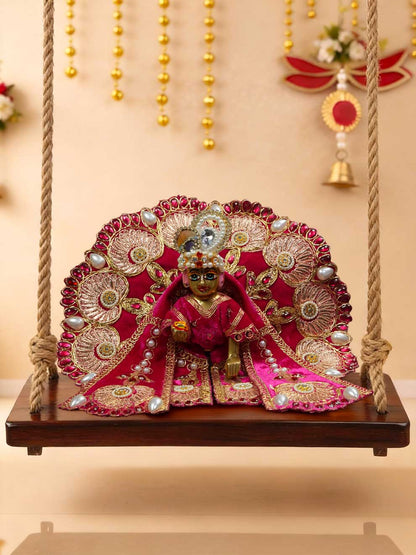 Rajsi velvet Pink wedding winter sherwani Diwali Janmashtami dress ladoo dresses laddu gopal dress thakurji kanha ji bal om poshak mathura online best mandir wholesaler manufacturer