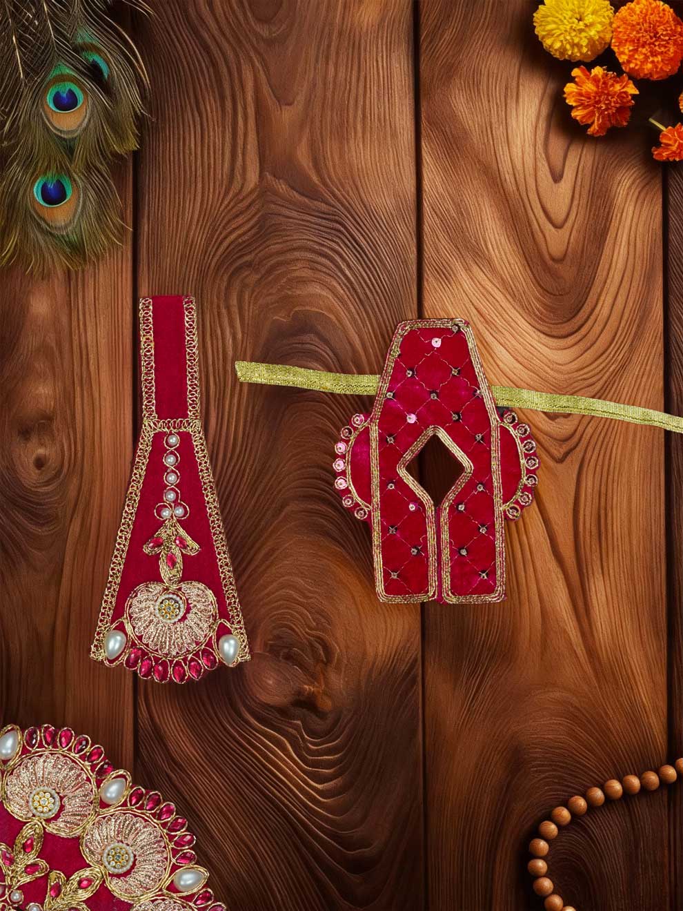 Rajsi velvet Pink wedding winter sherwani Diwali Janmashtami dress ladoo dresses laddu gopal dress thakurji kanha ji bal om poshak mathura online best mandir wholesaler manufacturer