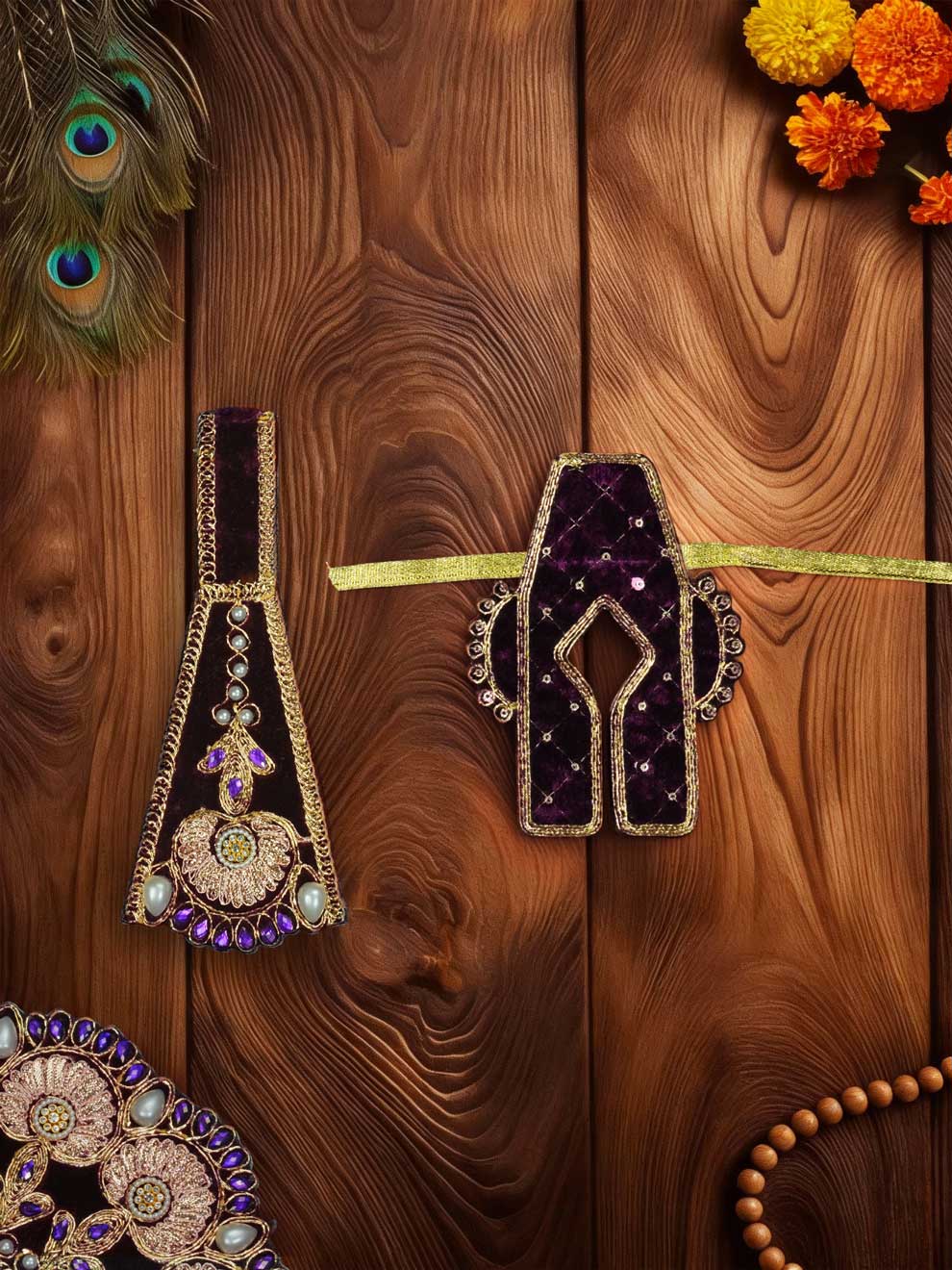 Rajsi velvet Purple wedding winter sherwani Diwali Janmashtami dress ladoo dresses laddu gopal dress thakurji kanha ji bal om poshak mathura online best mandir wholesaler manufacturer