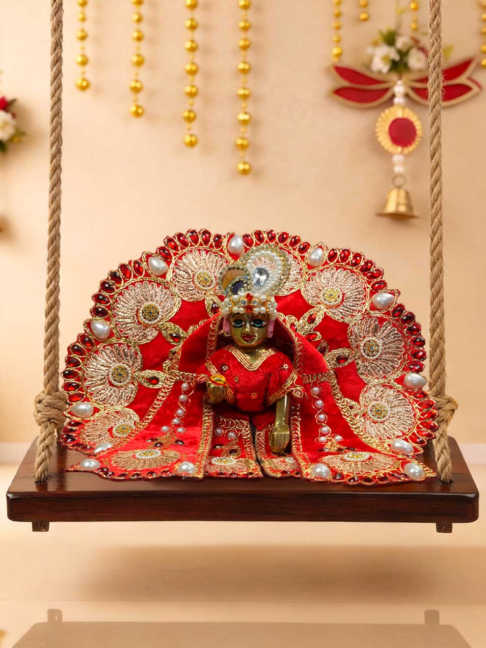 Rajsi velvet red wedding winter sherwani Diwali Janmashtami dress ladoo dresses laddu gopal dress thakurji kanha ji bal om poshak mathura online best mandir wholesaler manufacturer