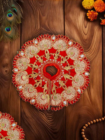 Rajsi velvet red wedding winter sherwani Diwali Janmashtami dress ladoo dresses laddu gopal dress thakurji kanha ji bal om poshak mathura online best mandir wholesaler manufacturer