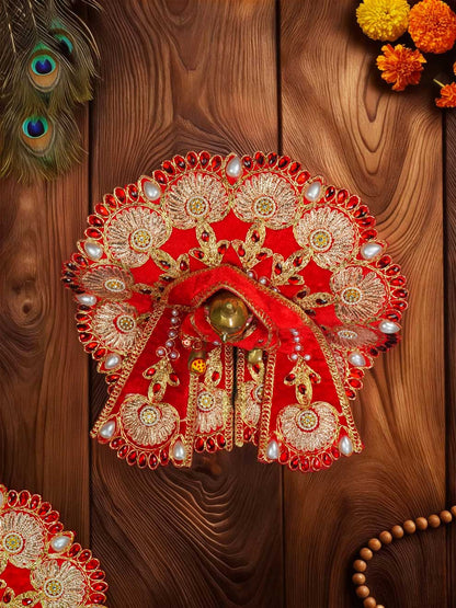 Rajsi velvet red wedding winter sherwani Diwali Janmashtami dress ladoo dresses laddu gopal dress thakurji kanha ji bal om poshak mathura online best mandir wholesaler manufacturer