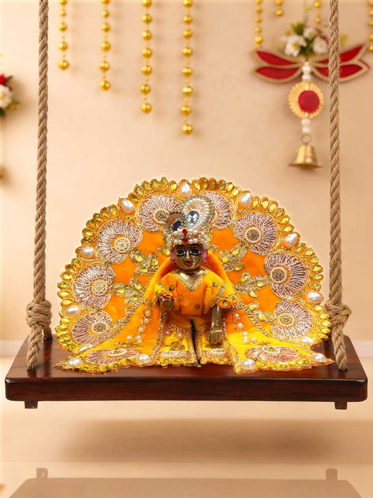 Rajsi velvet yellow wedding winter sherwani Diwali Janmashtami dress ladoo dresses laddu gopal dress thakurji kanha ji bal om poshak mathura online best mandir wholesaler manufacturer