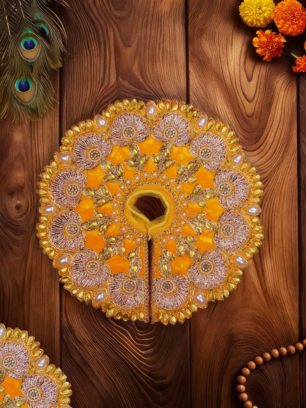 Rajsi velvet yellow wedding winter sherwani Diwali Janmashtami dress ladoo dresses laddu gopal dress thakurji kanha ji bal om poshak mathura online best mandir wholesaler manufacturer