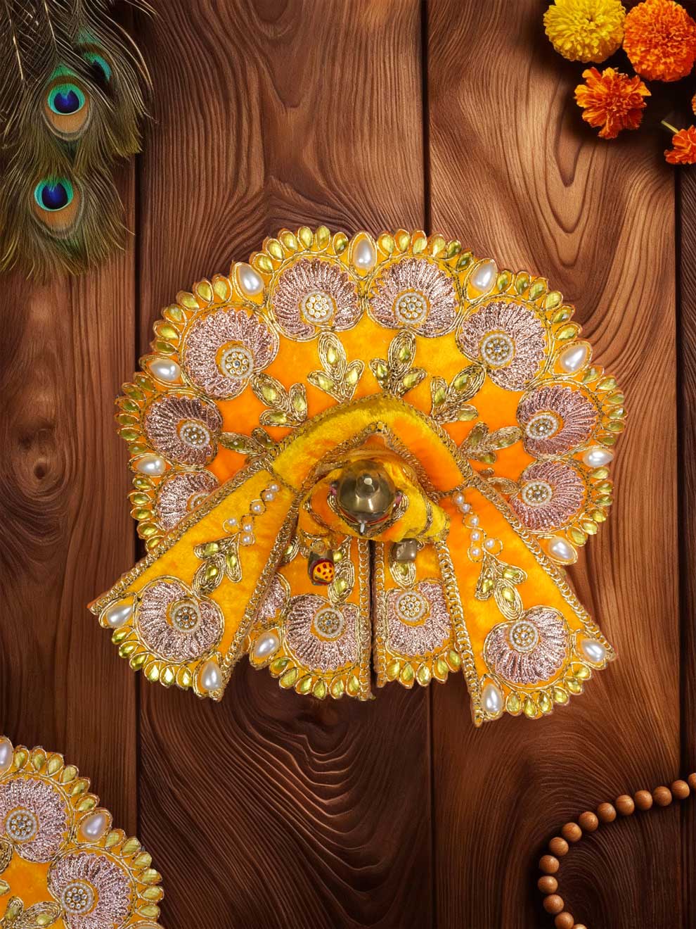 Rajsi velvet yellow wedding winter sherwani Diwali Janmashtami dress ladoo dresses laddu gopal dress thakurji kanha ji bal om poshak mathura online best mandir wholesaler manufacturer