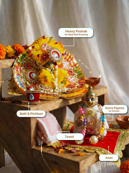 Rangotsav combo braj holi dhoti kurta Diwali Janmashtami dress ladoo dresses laddu gopal dress thakurji kanha ji bal om poshak mathura online best mandir wholesaler manufacturer