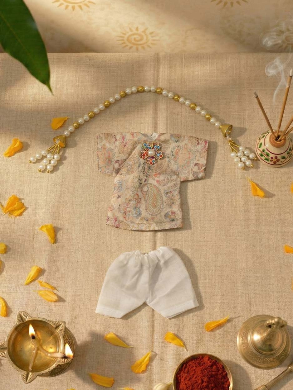 Ratnakriti Laddu Gopal Dresses Online in India Winter Dress for Poshak Thakurji Kanha Ji Accessories Dhoti Kurta Set Pajama Aasan Janmashtami Special Summer Shringar Fancy Jacket Premium Festival Bistar Combo om poshak kanha thakurji bal lala lalla ladoo