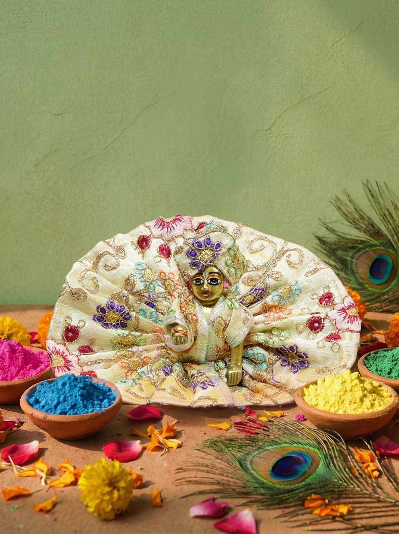Ratnavalli embroidered braj holi dhoti kurta Diwali Janmashtami dress ladoo dresses laddu gopal dress thakurji kanha ji bal om poshak mathura online best mandir wholesaler manufacturer