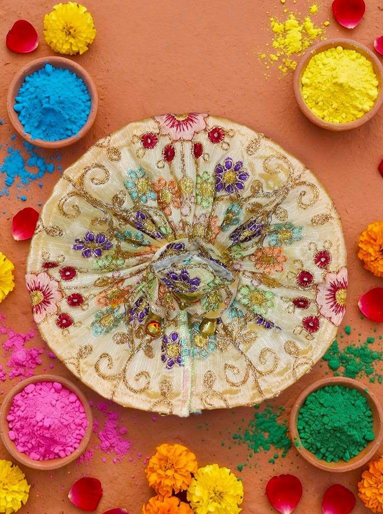 Ratnavalli embroidered braj holi dhoti kurta Diwali Janmashtami dress ladoo dresses laddu gopal dress thakurji kanha ji bal om poshak mathura online best mandir wholesaler manufacturer