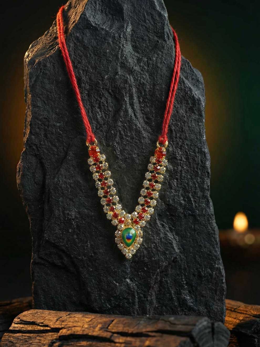 Red mor mala necklace shirngar diwali Janmashtami dress ladoo dresses laddu gopal dress thakurji kanha ji bal om poshak mathura online best mandir wholesaler manufacturer