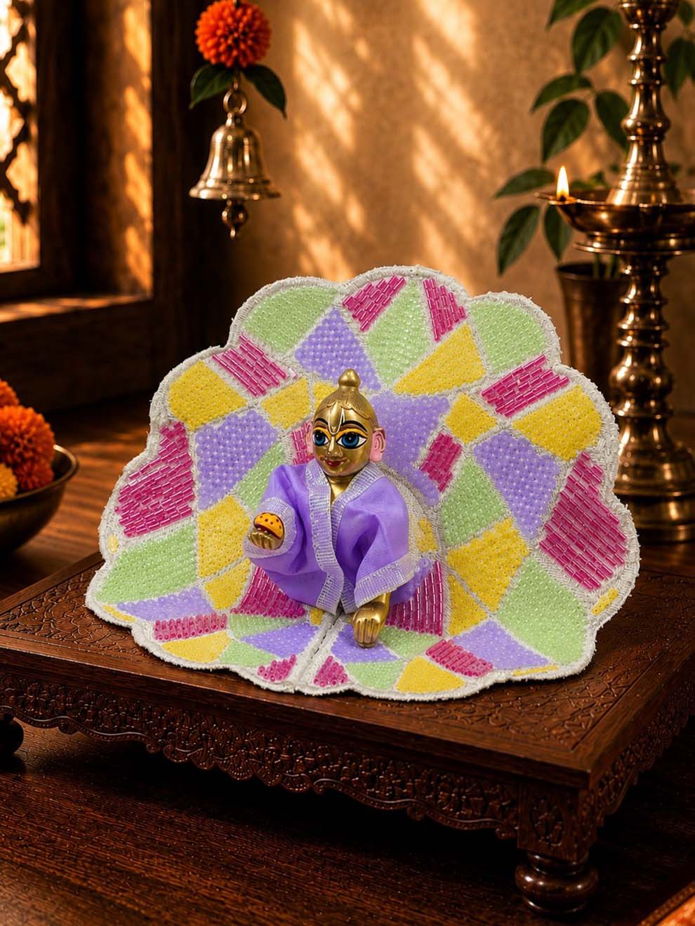 Sajini Purple Laddu Gopal Dresses Online in India Winter Dress for Poshak Thakurji Kanha Ji Accessories Dhoti Kurta Set Pajama Aasan Janmashtami Special Summer Shringar Fancy Jacket Premium Festival Bistar Combo om poshak kanha thakurji bal lala lalla ladoo