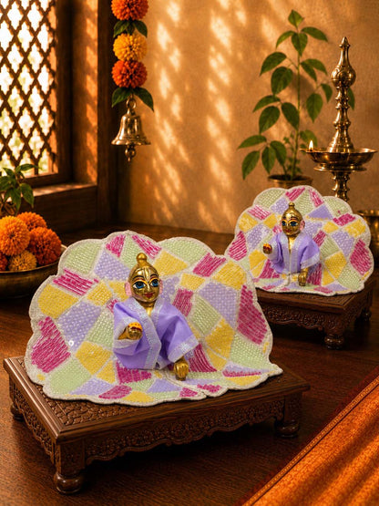 Sajini Purple Laddu Gopal Dresses Online in India Winter Dress for Poshak Thakurji Kanha Ji Accessories Dhoti Kurta Set Pajama Aasan Janmashtami Special Summer Shringar Fancy Jacket Premium Festival Bistar Combo om poshak kanha thakurji bal lala lalla ladoo