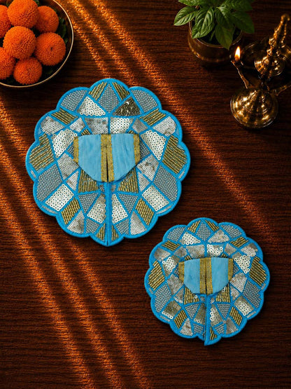 Sajini fancy blue Laddu Gopal Dresses Online in India Winter Dress for Poshak Thakurji Kanha Ji Accessories Dhoti Kurta Set Pajama Aasan Janmashtami Special Summer Shringar Fancy Jacket Premium Festival Bistar Combo om poshak kanha thakurji bal lala lalla ladoo