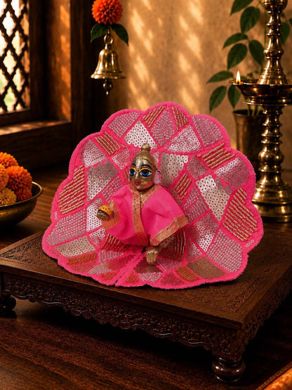 Sajini fancy pink Laddu Gopal Dresses Online in India Winter Dress for Poshak Thakurji Kanha Ji Accessories Dhoti Kurta Set Pajama Aasan Janmashtami Special Summer Shringar Fancy Jacket Premium Festival Bistar Combo om poshak kanha thakurji bal lala lalla ladoo