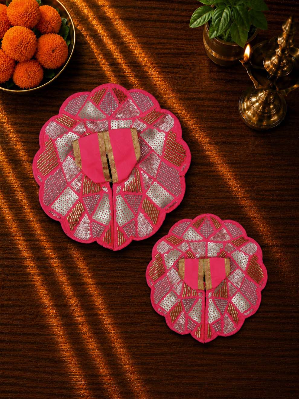 Sajini fancy pink Laddu Gopal Dresses Online in India Winter Dress for Poshak Thakurji Kanha Ji Accessories Dhoti Kurta Set Pajama Aasan Janmashtami Special Summer Shringar Fancy Jacket Premium Festival Bistar Combo om poshak kanha thakurji bal lala lalla ladoo