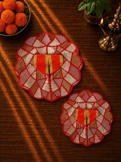 Sajini fancy red Laddu Gopal Dresses Online in India Winter Dress for Poshak Thakurji Kanha Ji Accessories Dhoti Kurta Set Pajama Aasan Janmashtami Special Summer Shringar Fancy Jacket Premium Festival Bistar Combo om poshak kanha thakurji bal lala lalla ladoo