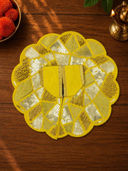 Sajini fancy yellow Laddu Gopal Dresses Online in India Winter Dress for Poshak Thakurji Kanha Ji Accessories Dhoti Kurta Set Pajama Aasan Janmashtami Special Summer Shringar Fancy Jacket Premium Festival Bistar Combo om poshak kanha thakurji bal lala lalla ladoo