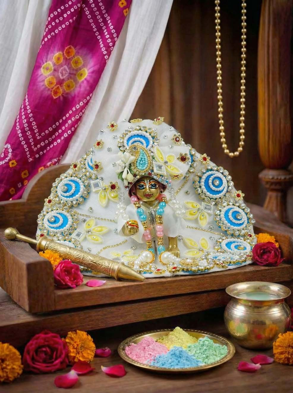 Shanti heavy holi braj Diwali Janmashtami dress ladoo dresses laddu gopal dress thakurji kanha ji bal om poshak mathura online best mandir wholesaler manufacturer