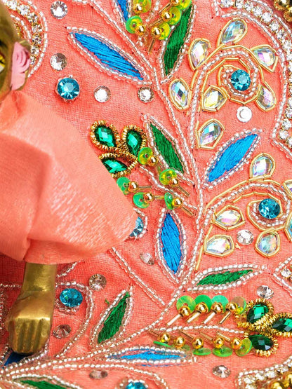 Shreeharini Zari Laddu Gopal Dresses Online in India Winter Dress for Poshak Thakurji Kanha Ji Accessories Dhoti Kurta Set Pajama Aasan Janmashtami Special Summer Shringar Fancy Jacket Premium Festival Bistar Combo om poshak kanha thakurji bal lala lalla ladoo