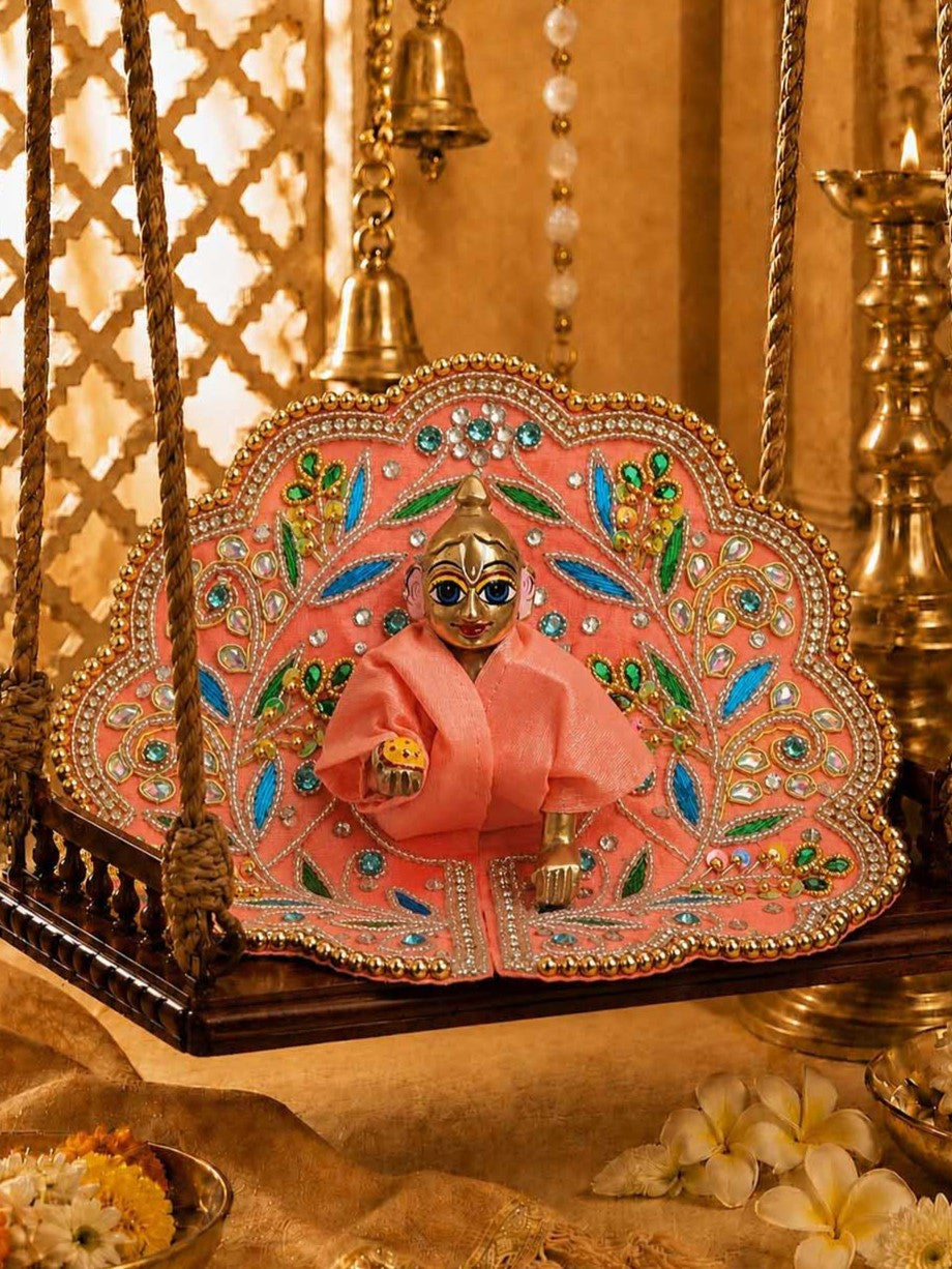 Shreeharini Zari Laddu Gopal Dresses Online in India Winter Dress for Poshak Thakurji Kanha Ji Accessories Dhoti Kurta Set Pajama Aasan Janmashtami Special Summer Shringar Fancy Jacket Premium Festival Bistar Combo om poshak kanha thakurji bal lala lalla ladoo