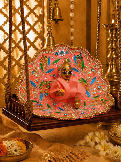 Shreeharini Zari Laddu Gopal Dresses Online in India Winter Dress for Poshak Thakurji Kanha Ji Accessories Dhoti Kurta Set Pajama Aasan Janmashtami Special Summer Shringar Fancy Jacket Premium Festival Bistar Combo om poshak kanha thakurji bal lala lalla ladoo
