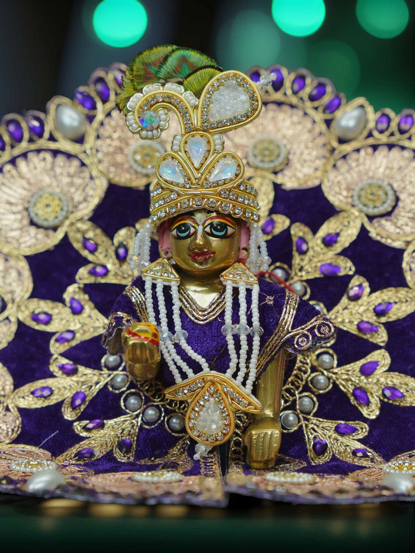 Shri manohar Zardozi shringar set mukut mala Janmashtami dress ladoo dresses laddu gopal dress thakurji kanha ji bal om poshak mathura online best mandir wholesaler manufacturer