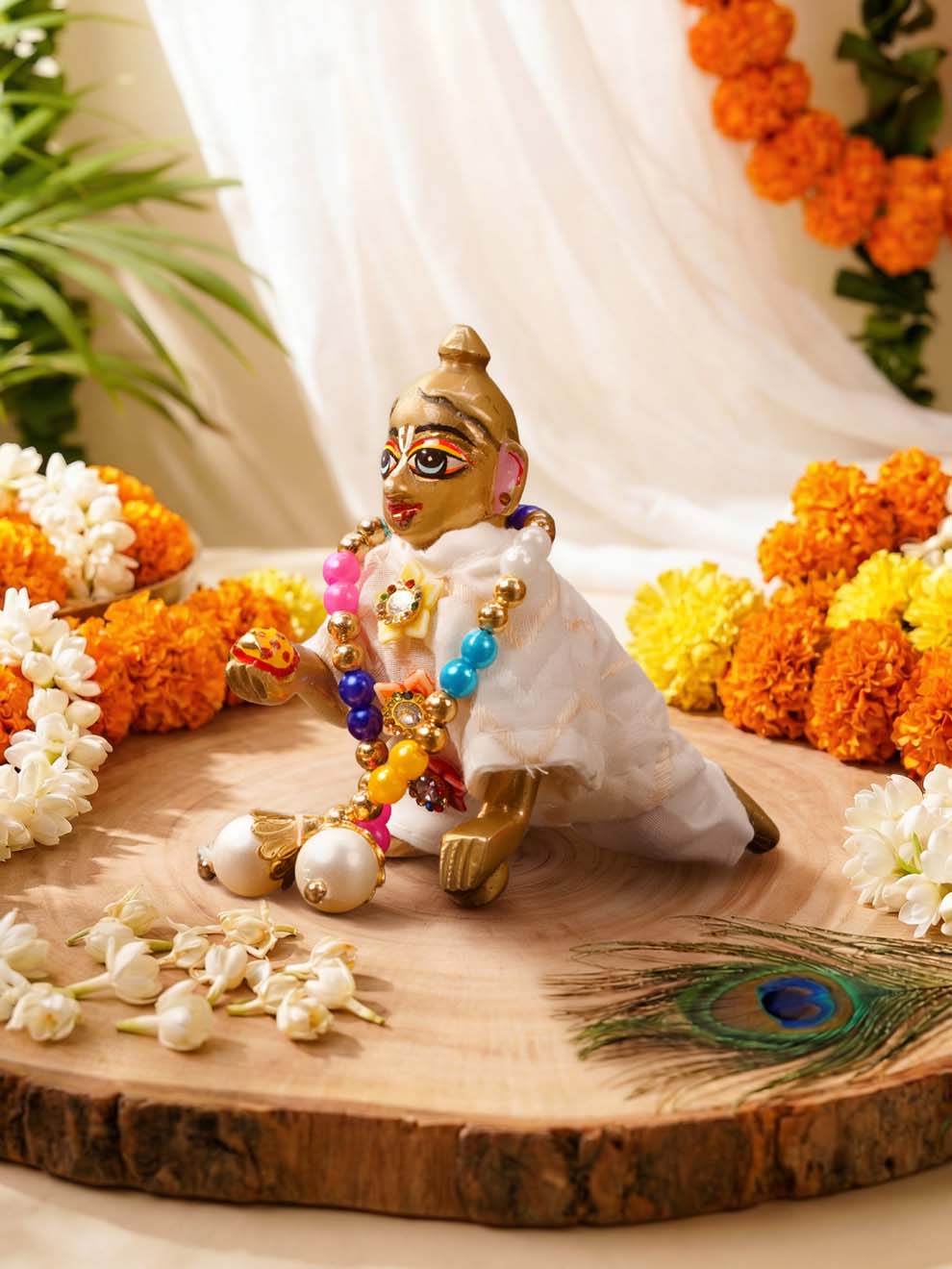 Shwet rang Laddu Gopal Dresses Online in India Winter Dress for Poshak Thakurji Kanha Ji Accessories Dhoti Kurta Set Pajama Aasan Janmashtami Special Summer Shringar Fancy Jacket Premium Festival Bistar Combo om poshak kanha thakurji bal lala lalla ladoo
