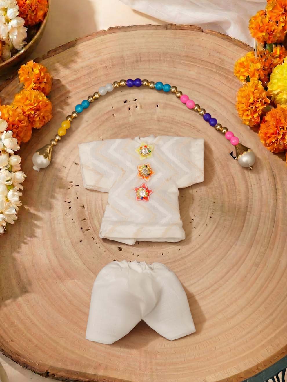 Shwet rang Laddu Gopal Dresses Online in India Winter Dress for Poshak Thakurji Kanha Ji Accessories Dhoti Kurta Set Pajama Aasan Janmashtami Special Summer Shringar Fancy Jacket Premium Festival Bistar Combo om poshak kanha thakurji bal lala lalla ladoo
