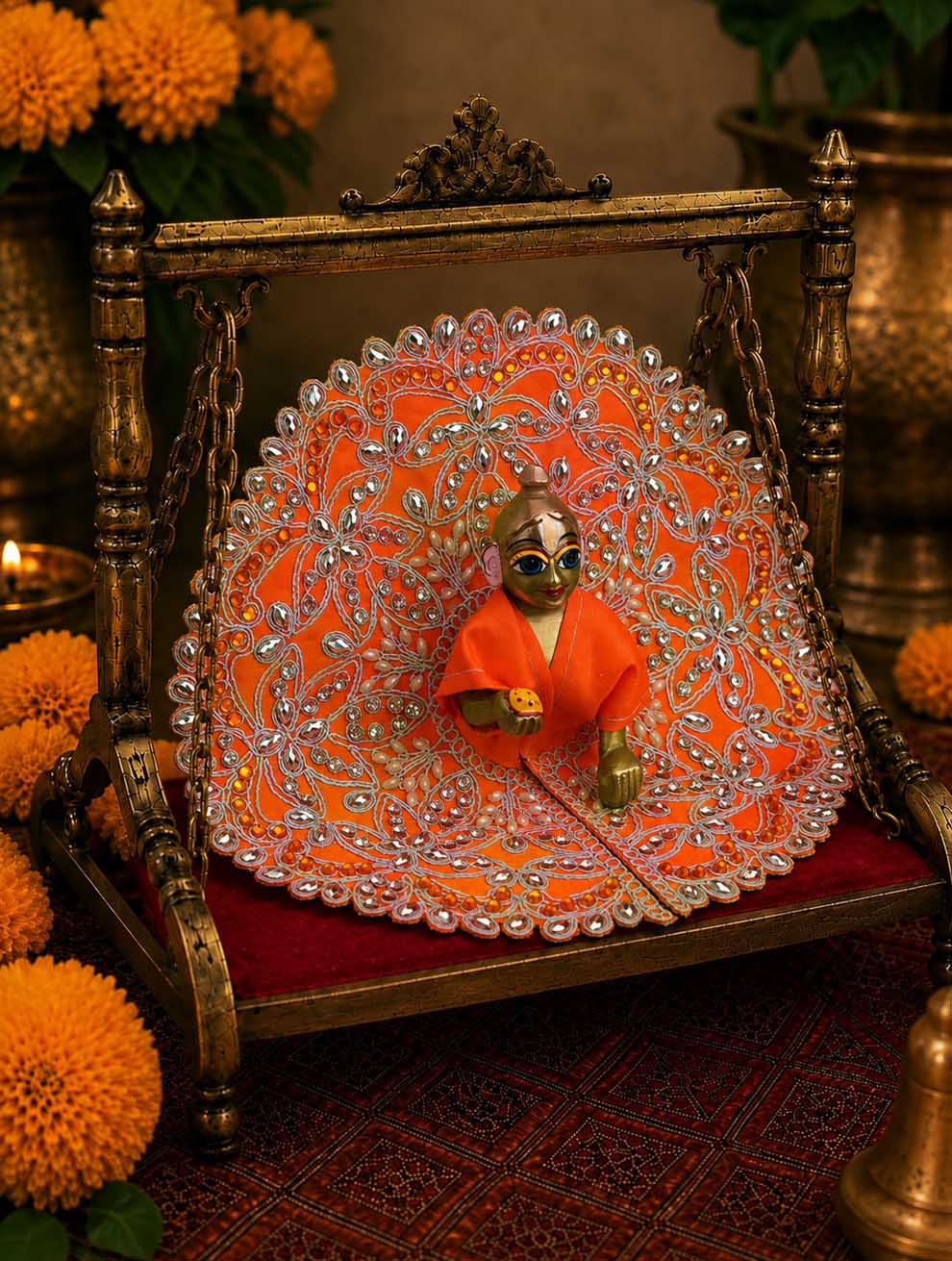 Suhasini fancy o Laddu Gopal Dresses Online in India Winter Dress for Poshak Thakurji Kanha Ji Accessories Dhoti Kurta Set Pajama Aasan Janmashtami Special Summer Shringar Fancy Jacket Premium Festival Bistar Combo om poshak kanha thakurji bal lala lalla ladoo