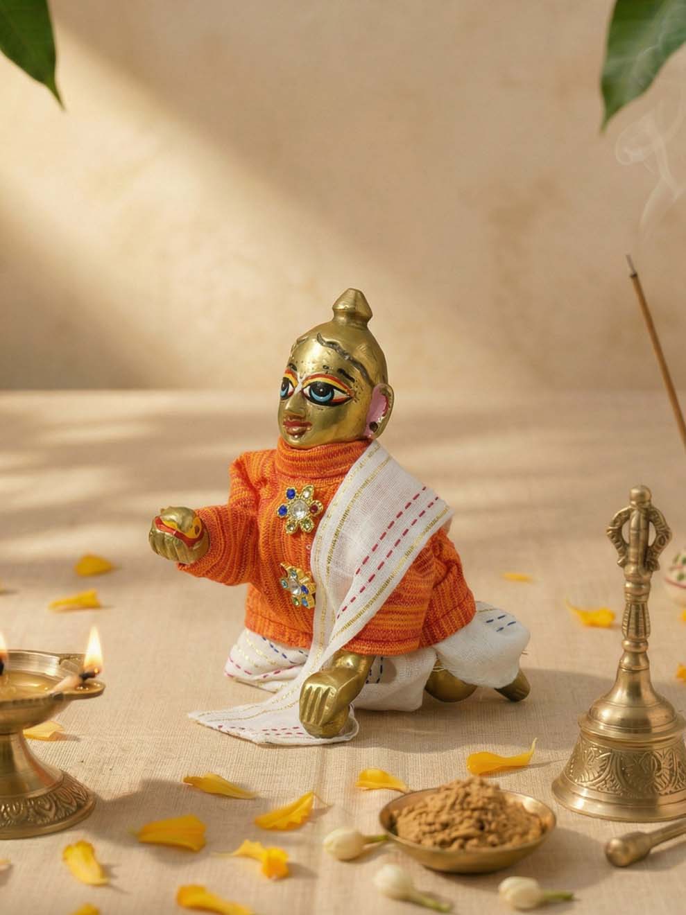 Survaas Laddu Gopal Dresses Online in India Winter Dress for Poshak Thakurji Kanha Ji Accessories Dhoti Kurta Set Pajama Aasan Janmashtami Special Summer Shringar Fancy Jacket Premium Festival Bistar Combo om poshak kanha thakurji bal lala lalla ladoo