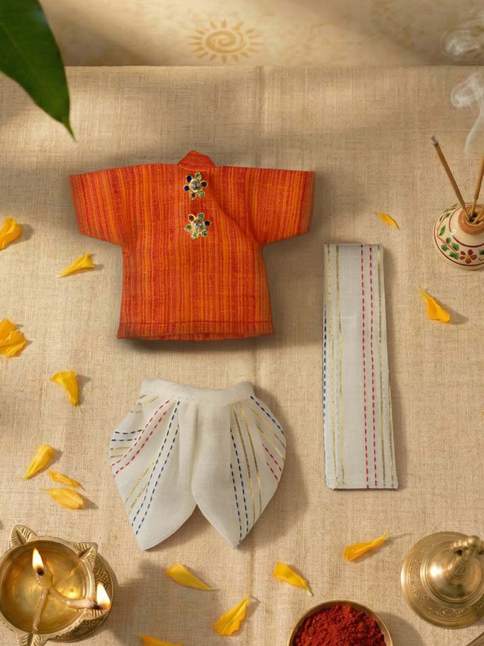 Survaas Laddu Gopal Dresses Online in India Winter Dress for Poshak Thakurji Kanha Ji Accessories Dhoti Kurta Set Pajama Aasan Janmashtami Special Summer Shringar Fancy Jacket Premium Festival Bistar Combo om poshak kanha thakurji bal lala lalla ladoo