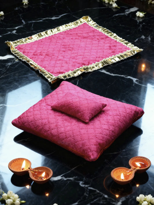 Thakurji Divya Nidra Bistar Set For Laddu goal ji bistar Thakur ji Pillow,mattress and blanket set  om poshak mathura online best