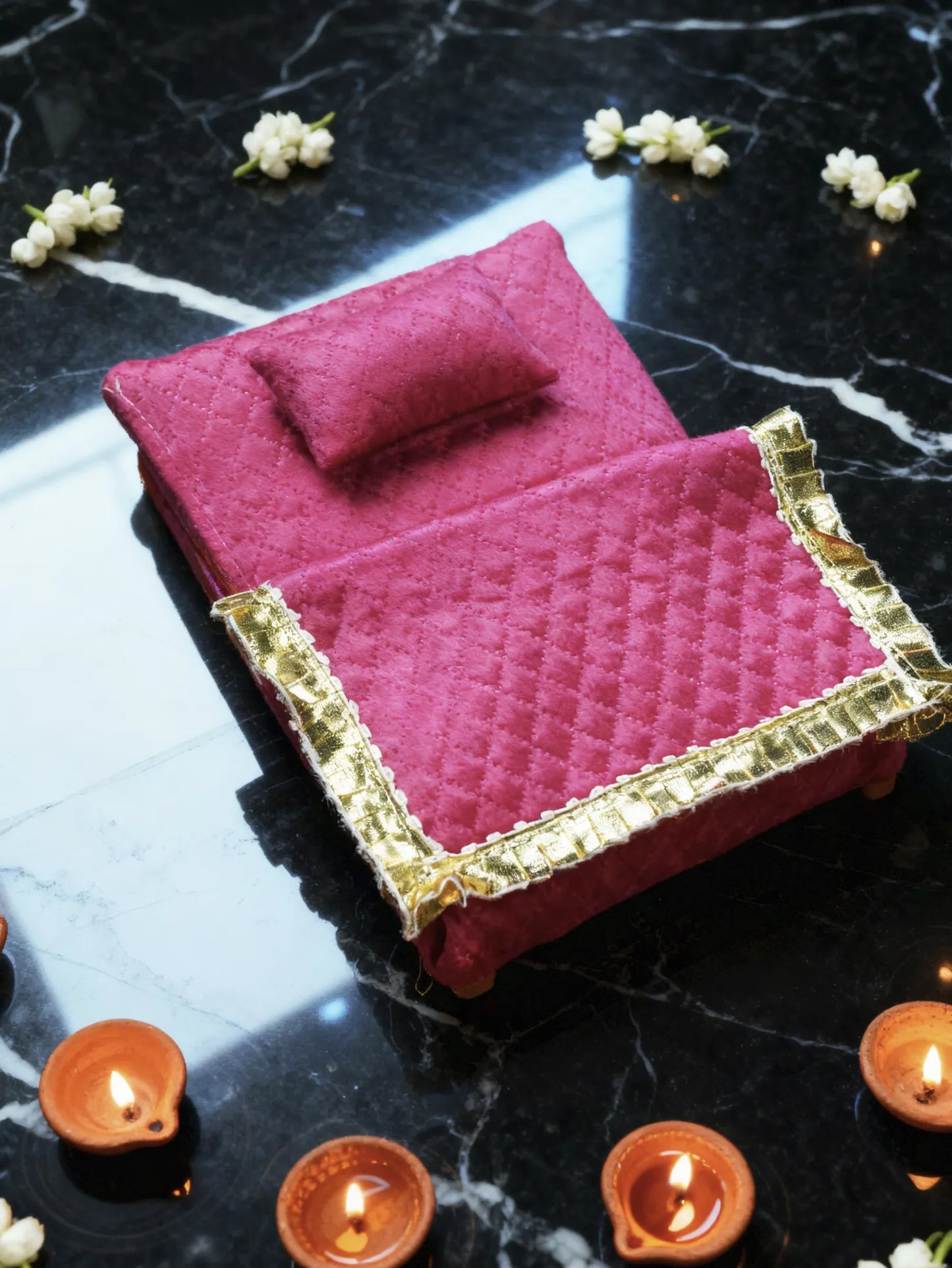 Thakurji Divya Nidra Bistar Set For Laddu goal ji bistar Thakur ji Pillow,mattress and blanket set  om poshak mathura online best