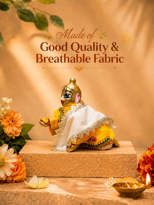 Varnika Embroidered Laddu Gopal Dresses Online in India Winter Dress for Poshak Thakurji Kanha Ji Accessories Dhoti Kurta Set Pajama Aasan Janmashtami Special Summer Shringar Fancy Jacket Premium Festival Bistar Combo om poshak kanha thakurji bal lala lalla ladoo
