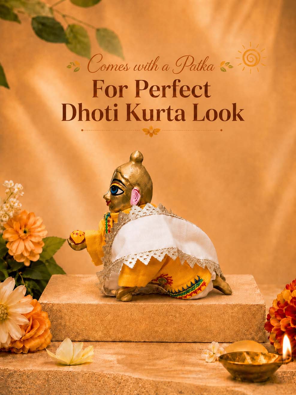 Varnika Embroidered Laddu Gopal Dresses Online in India Winter Dress for Poshak Thakurji Kanha Ji Accessories Dhoti Kurta Set Pajama Aasan Janmashtami Special Summer Shringar Fancy Jacket Premium Festival Bistar Combo om poshak kanha thakurji bal lala lalla ladoo