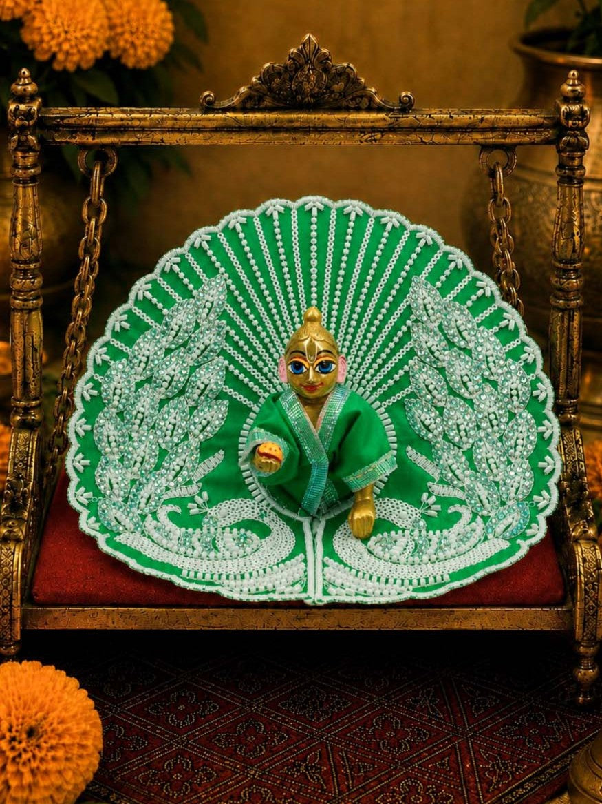 Vilasini mayur Laddu Gopal Dresses Online in India Winter Dress for Poshak Thakurji Kanha Ji Accessories Dhoti Kurta Set Pajama Aasan Janmashtami Special Summer Shringar Fancy Jacket Premium Festival Bistar Combo om poshak kanha thakurji bal lala lalla ladoo