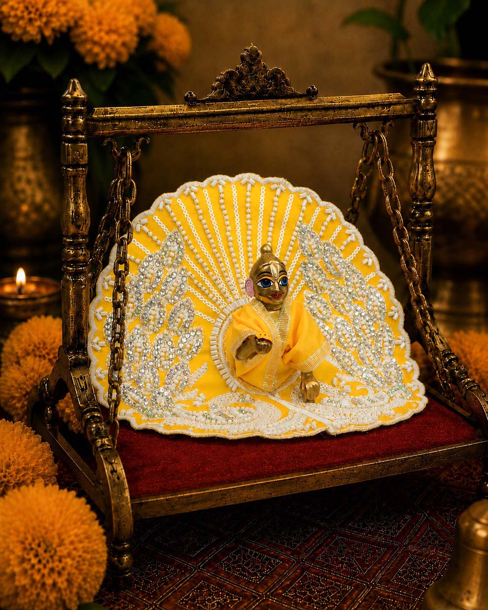Vilasini mayur y Laddu Gopal Dresses Online in India Winter Dress for Poshak Thakurji Kanha Ji Accessories Dhoti Kurta Set Pajama Aasan Janmashtami Special Summer Shringar Fancy Jacket Premium Festival Bistar Combo om poshak kanha thakurji bal lala lalla ladoo