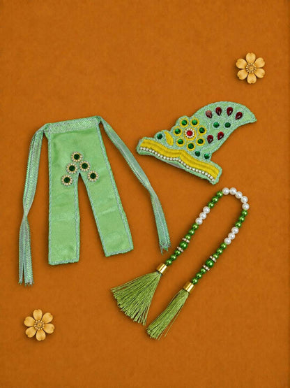 Chhayika Green Fancy 4 Pc Poshak for Laddu Gopal Ji