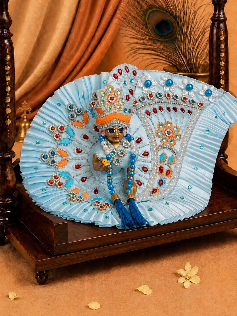 Chhayika Blue Fancy 4 Pc Poshak for Laddu Gopal Ji