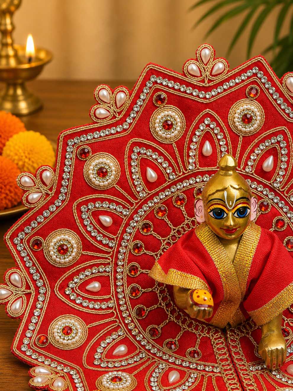 ananta fancy Laddu Gopal Dresses Online in India Winter Dress for Poshak Thakurji Kanha Ji Accessories Dhoti Kurta Set Pajama Aasan Janmashtami Special Summer Shringar Fancy Jacket Premium Festival Bistar Combo om poshak kanha thakurji bal lala lalla ladoo
